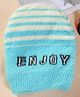 Little Palz Woollen Woven Enjoy Text Printed Fur Detailed Cap - Light Blue - Circumference - 36.5 Cms,