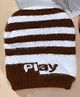 Little Palz Woollen Woven Striped & Play Text Designed Cap - Brown - Circumference 36.5 Cm