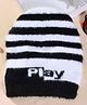 Little Palz Woollen Woven Striped & Play Text Designed Cap - Black - Circumference 36.5 Cm