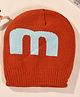 Little Palz Woollen Woven M Alphabet Designed Cap - Orange - Circumference 36.5 Cm