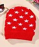 Little Palz Woollen Woven Stars Designed Cap - Red - Circumference 36 Cm