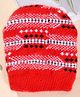 Little Palz Woollen Woven Self Designed Cap - Red - Circumference 36 Cm