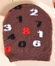 Little Palz Woollen Woven Numerical Designed Cap - Brown - Circumference 33 Cm