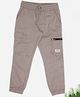 Pantaloons Junior Cotton Woven Typography Patch Detailed Joggers - Grey