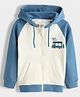 Orange Sugar 100% Cotton Knit Full Raglan Sleeves School Bus Printed Light Winter Zipper Hoodie - Blue