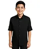 Charchit Cotton Woven Full Sleeves Solid Shirt - Black