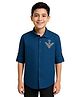 Charchit Cotton Woven Full Sleeves Bee Embroidered & Beads Embellished Shirt - Blue