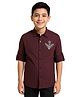 Charchit Cotton Woven Full Sleeves Bee Embroidered & Beads Embellished Shirt - Wine
