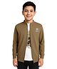 CAVIO Cotton Woven Full Sleeves Teddy Bear Printed Jacket With Tee - Brown
