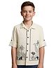 CAVIO Cotton Woven Full Sleeves Jungle Theme Embroidered Shirt - Cream
