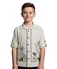 CAVIO Cotton Woven Full Sleeves Jungle Theme Embroidered Shirt - Grey