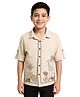 CAVIO Cotton Woven Full Sleeves Jungle Theme Embroidered Shirt - Peach