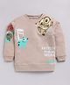 CUTOPIES Interlock Knit Full Sleeves Monster Printed Pre Winter Sweatshirt - Beige