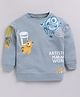 CUTOPIES Interlock Knit Full Sleeves Monster Printed Pre Winter Sweatshirt - Blue