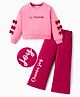 OLLINGTON ST. Cotton Full Sleeves Top & Culottes Set With Bow Applique - Pink