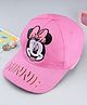Babyhug Disney Cotton Woven Summer Cap With Minnie Mouse Graphics Pink - Diameter 19.5 cm