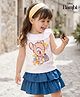 Babyhug Disney Single Jersey Knit Frill Sleeves Top & Skirt Set with Bambi Graphic - Navy Blue & White