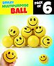 Fiddlerz Smiley Balls for Kids Cute Funny Yellow Emoji Happy Smiley Face Squeeze Sponge Balls Fun Indoor Outdoor Play Toy Pack of 6 - Yellow