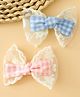 Babyhug Free Size Checkered Bow  Clips Pack Of 2  - Pink & Blue