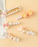 Hola Bonita Free Size Hair Pins with Flower Pearl Bow & Butterfly Applique Pack of 5 - Pink White & Orange