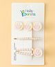 Hola Bonita Hair Pins And Clips With Smiley Print & Pearls Pack of 3 - Multicolor