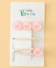 Hola Bonita Hair Pins And Clips With Smiley Print & Pearls Pack of 3 - Pink
