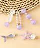 Pine Kids Hair Pins And Clips With Pearls & Sea Life Applique Pack of 5 - Purple