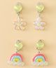 Babyhug Earrings with Floral & Rainbow Pack of 2 - Multicolor
