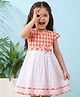 Babyhug Cotton Woven Cap Sleeves Checkered Frock with Bow Applique - Multicolor