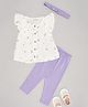 Pantaloons Baby Cotton Flared Half Sleeves Top & Leggings Set with Headband - White
