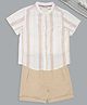 Pantaloons Baby Cotton Woven Half Sleeves Striped Shirt & Shorts Set - Khaki