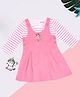 Pantaloons Baby Cotton Knit Unicorn Embroidered Pinafore Dress With Full Sleeves Inner Tee - Pink