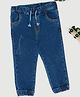Pantaloons Baby Denim Giraffe Embroidered Joggers - Blue
