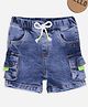 Pantaloons Baby Denim Mild Washed Cargo Shorts - Blue