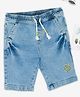 Pantaloons Baby Denim Lion Embroidered Washed Shorts - Blue