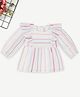 Pantaloons Baby Cotton Metalic Woven Full Sleeves  Striped Frill Detailed Top - Multi Colour