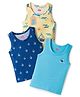Babyhug 100% Cotton Single Jersey Knit Sando With Nautical Theme Print Pack Of 3 - Navy Blue Yellow & Light Blue