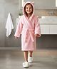 Babyhug Cotton Knit Full Sleeves Hooded Bathrobe With Ear Applique - Light Pink