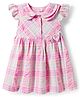 Babyhug Cotton Knit Frill Sleeves Checkered Frock - Multicolor