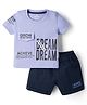 Child World Interlock Knit Half Sleeves T-Shirt & Shorts Set with Text Print - Blue