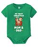 Baby Buzz 100% Cotton Knit Christmas Theme Half Sleeves My First Christmas With Mom & Dad Text Printed Onesie - Green
