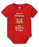 Baby Buzz 100% Cotton Knit Christmas Theme Half Sleeves My First Christmas With Mumma & Papa Text Printed Onesie - Red