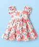 Babyhug Cotton Woven Half Sleeves Frock With Floral Print - White