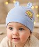 Babyoye Interlock Knit Cap With Lion Print Aqua - Diameter 16 cm