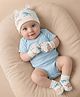Babyoye 100% Cotton Interlock Knit Cap Mittens & Booties With Dino Print Cream - Diameter 16.5 cm