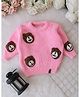 Qvink Knit Full Sleeves Bear Embroidered Sweater - Pink