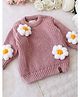 Qvink Knit Full Sleeves Floral Applique Detailed Sweater - Light Pink