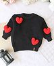 Qvink Knit Full Sleeves Heart Applique Detailed Sweater - Black