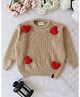 Qvink Knit Full Sleeves Heart Applique Detailed Sweater -  Beige