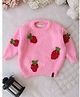 Qvink Knit Full Sleeves Strawberry Designed Sweater - Pink